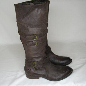 Born Brown Oiled Suede Knee Hight Boots Women's 9.5